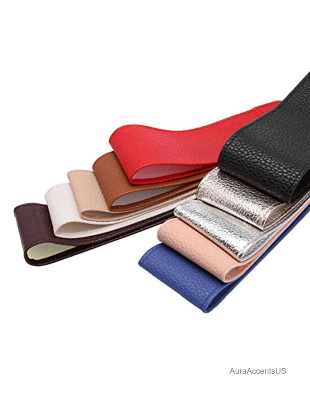 Faux Leather Bow Tie Waistband Elastic Stretch Waist Strap Belt for Dress